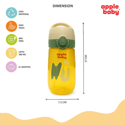 Apple Baby 380ml Flip Top Sipper Bottle for Kids | BPA Free Straw Water Bottle AC475