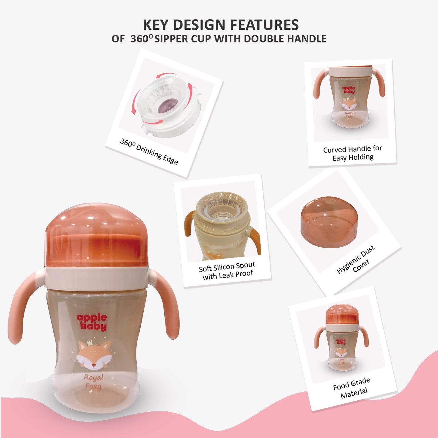 360° Spill-Proof Sipper Cup with Double Handles AC476