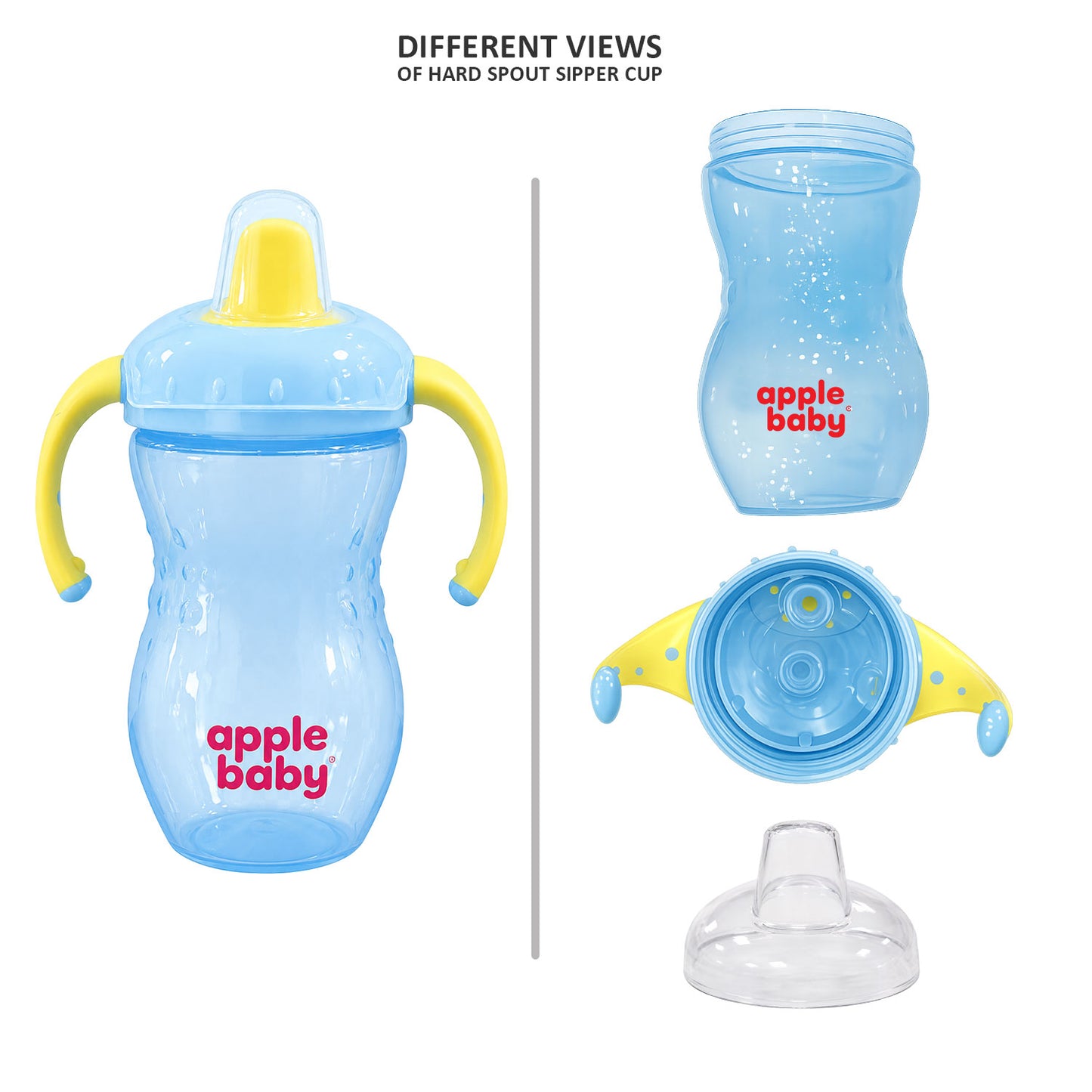 Apple Baby Hard Spout Sipper Cup for Babies & Toddlers | Leak-Proof Training Cup with Handles AC477 (Pack of 2))