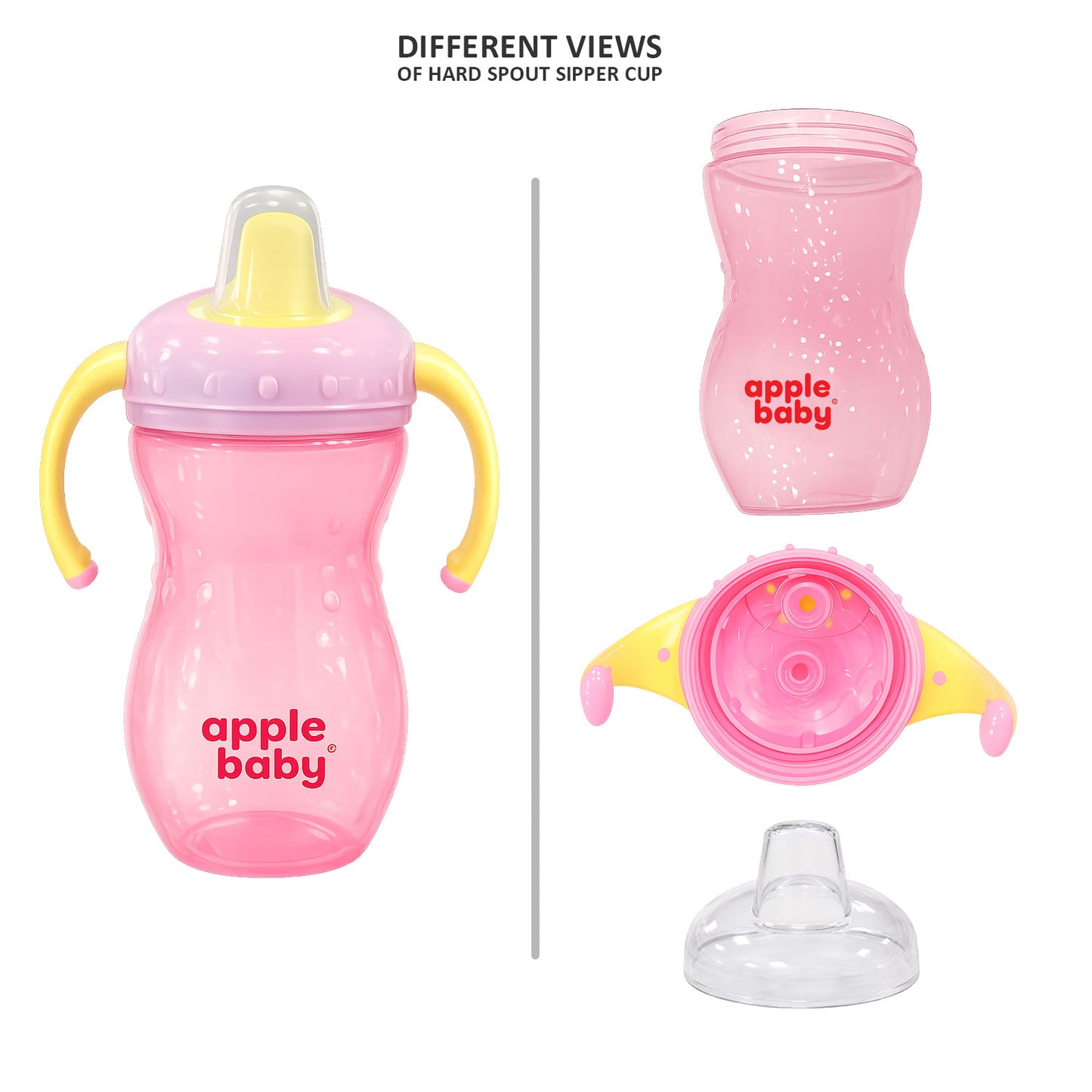 Apple Baby Hard Spout Sipper Cup for Babies & Toddlers | Leak-Proof Training Cup with Handles AC477 (Pack of 2))