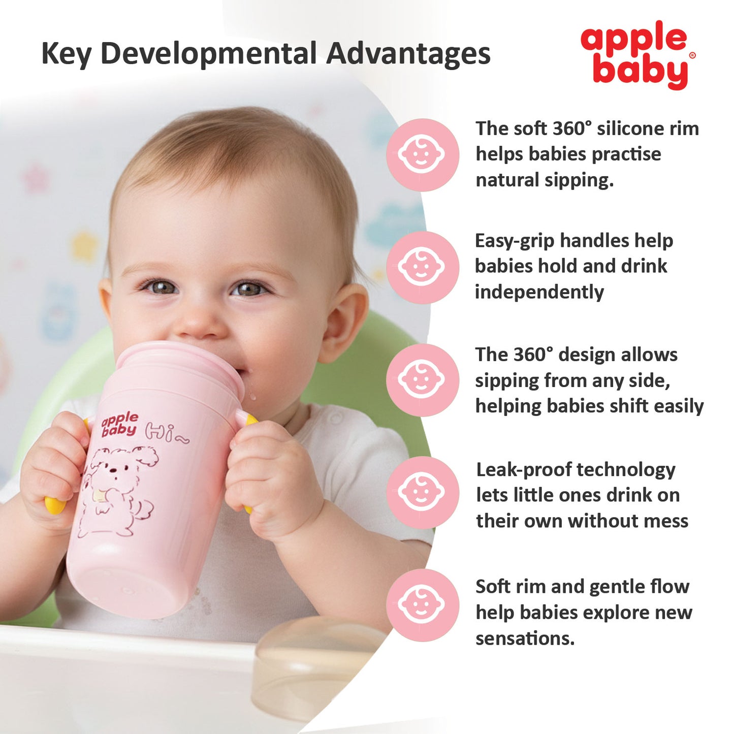 Apple Baby 360° Stainless Steel Sipper Cup for Babies – Easy-Sip Training Cup AC478