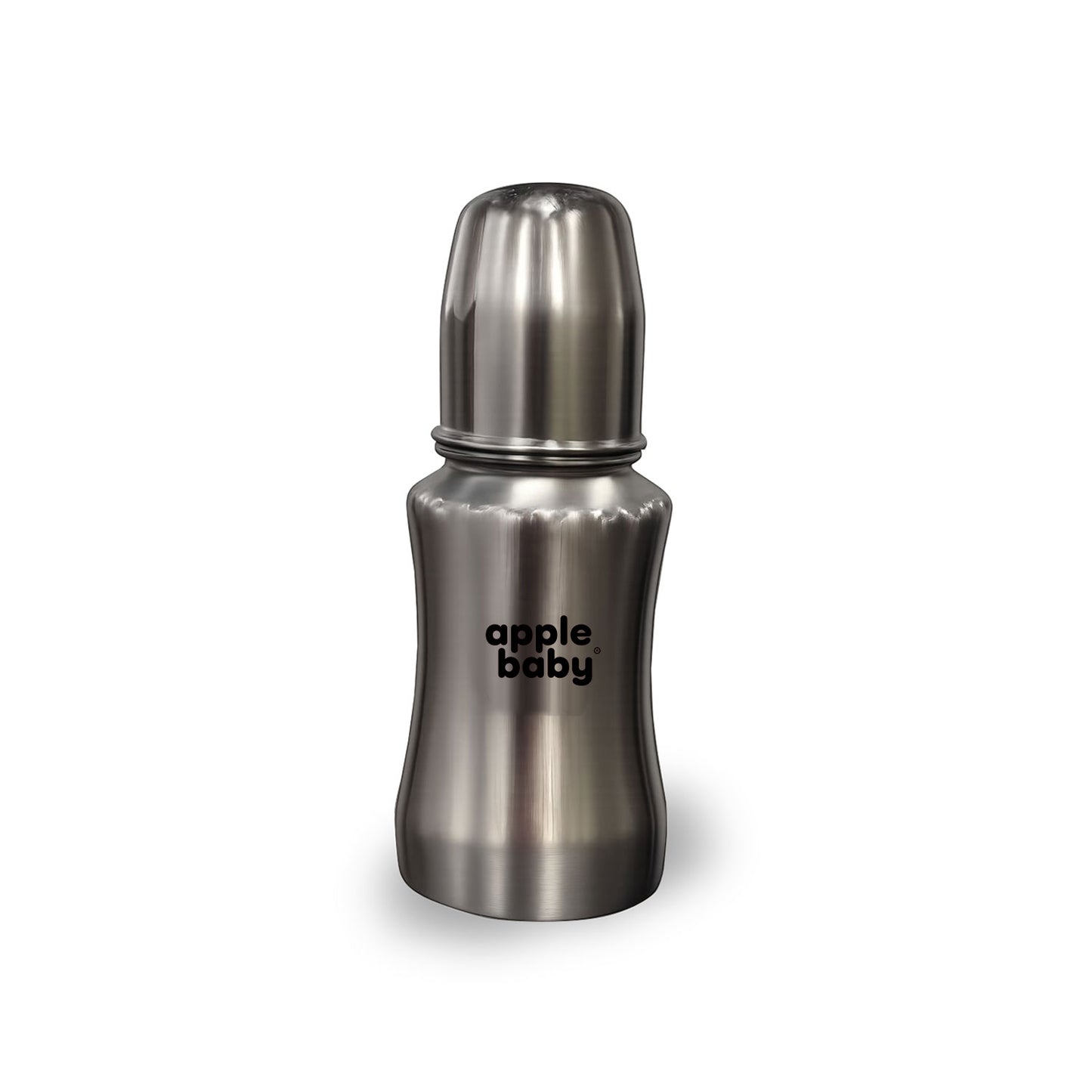 Apple Baby Stainless Steel Feeding Bottle 140ml | BPA-Free Baby Milk Bottle with Soft Silicone Nipple | Food-Grade Steel Feeding Bottle AC481