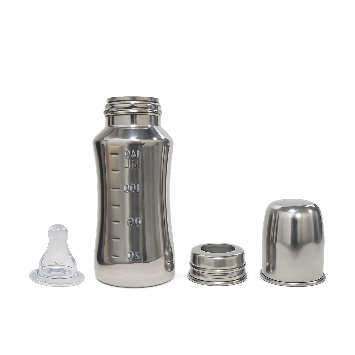 Apple Baby Stainless Steel Feeding Bottle 140ml | BPA-Free Baby Milk Bottle with Soft Silicone Nipple | Food-Grade Steel Feeding Bottle AC481