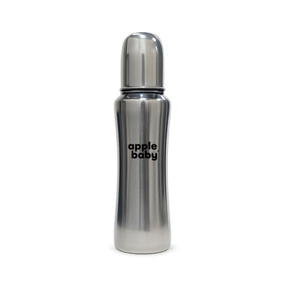 Apple Baby Stainless Steel Feeding Bottle 240ml | BPA-Free Baby Milk Bottle with Soft Silicone Nipple | Food-Grade Steel Feeding Bottle AC482