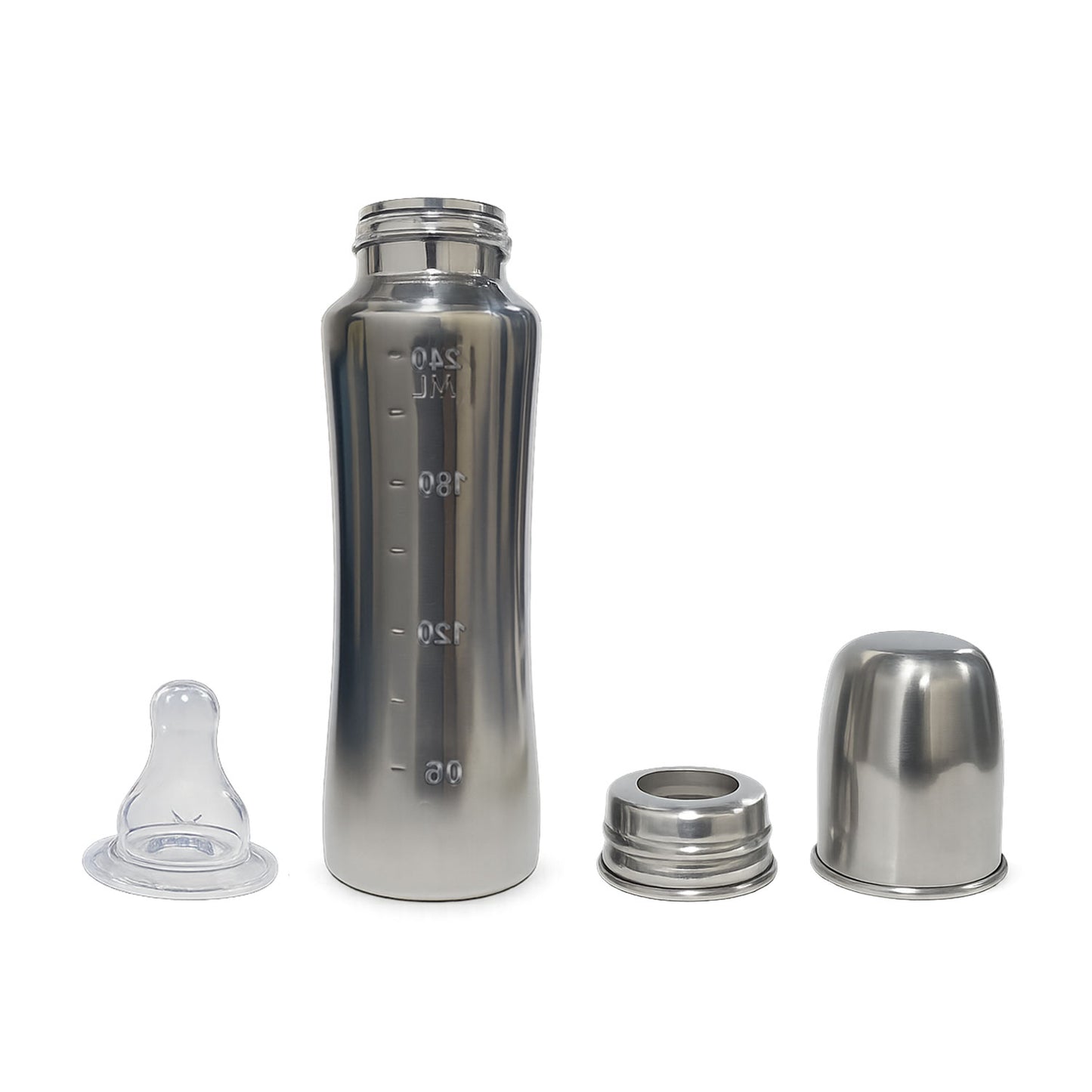 Apple Baby Stainless Steel Feeding Bottle 240ml | BPA-Free Baby Milk Bottle with Soft Silicone Nipple | Food-Grade Steel Feeding Bottle AC482