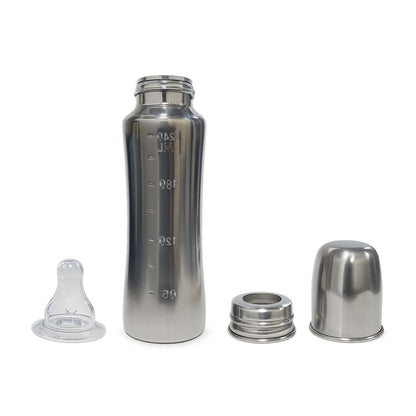 Apple Baby Stainless Steel Feeding Bottle 240ml | BPA-Free Baby Milk Bottle with Soft Silicone Nipple | Food-Grade Steel Feeding Bottle AC482