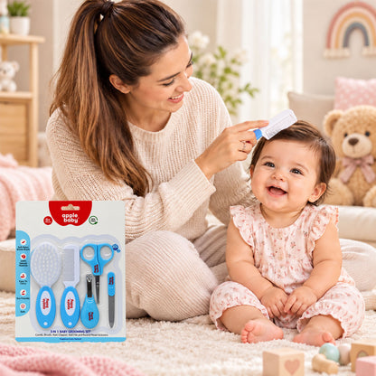 Apple Baby 5-in-1 Baby Grooming Kit for Newborns & Infants | Baby Hair Brush, Comb, Nail Clipper, Nail Scissors & Nail File AC491