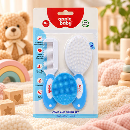 Apple Baby Grooming Brush, Hair Comb & Massage Pad Set AC492