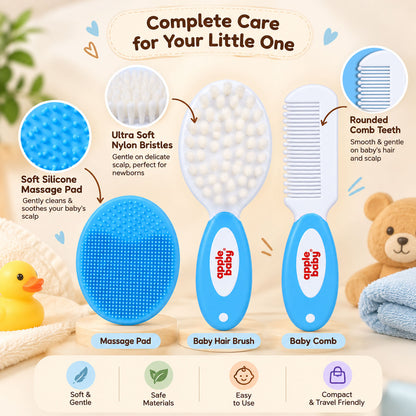 Apple Baby Grooming Brush, Hair Comb & Massage Pad Set AC492