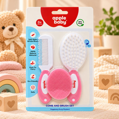 Apple Baby Grooming Brush, Hair Comb & Massage Pad Set AC492