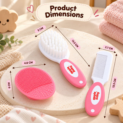 Apple Baby Grooming Brush, Hair Comb & Massage Pad Set AC492