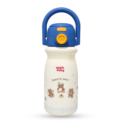 Apple Baby 2-in-1 Stainless Steel Sipper Bottle 500ml with Straw & Flip-Top Lid | Leak-Proof BPA-Free Sippy for Toddlers & Kids | 304 Stainless Steel, One-Touch Open, Carry Handle AC493