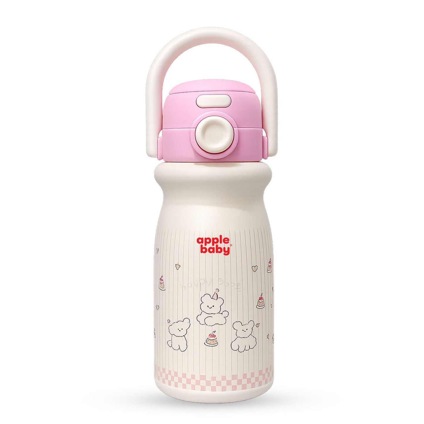Apple Baby 2-in-1 Stainless Steel Sipper Bottle 500ml with Straw & Flip-Top Lid | Leak-Proof BPA-Free Sippy for Toddlers & Kids | 304 Stainless Steel, One-Touch Open, Carry Handle AC493