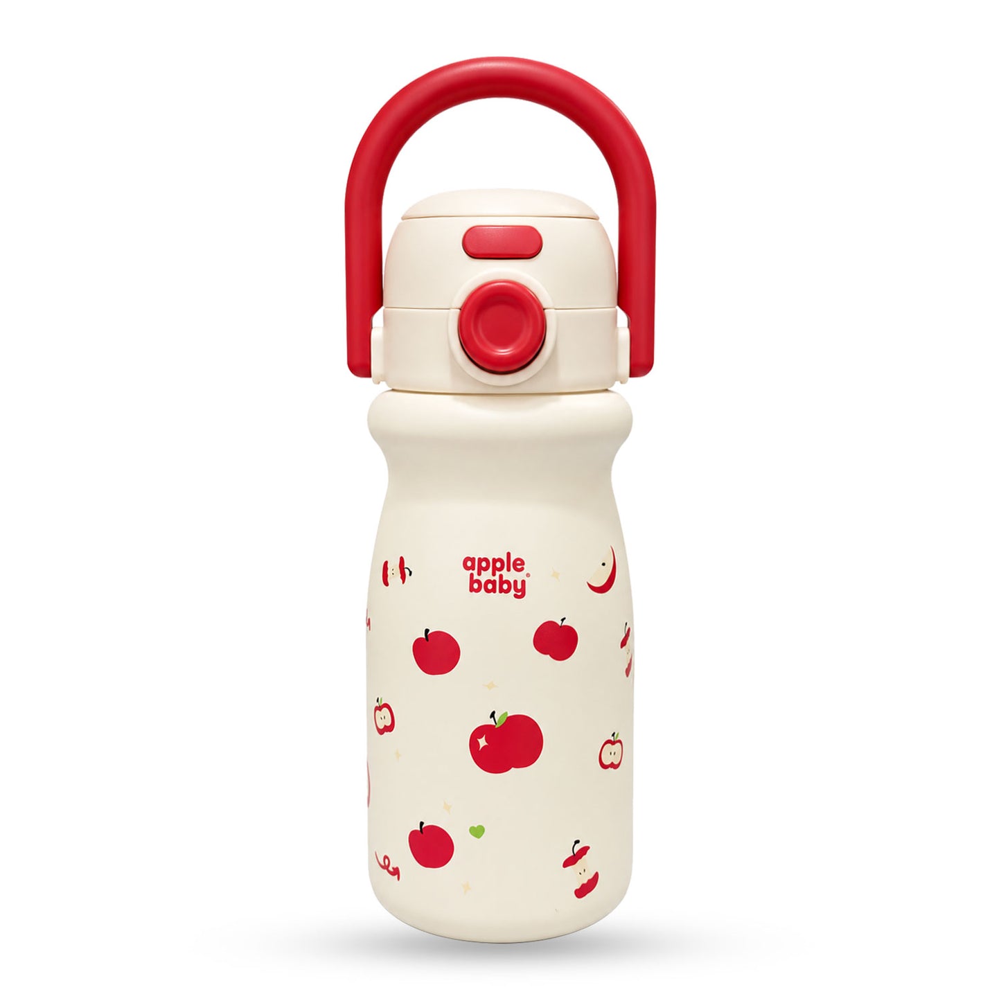 Apple Baby 2-in-1 Stainless Steel Sipper Bottle 500ml with Straw & Flip-Top Lid | Leak-Proof BPA-Free Sippy for Toddlers & Kids | 304 Stainless Steel, One-Touch Open, Carry Handle AC493