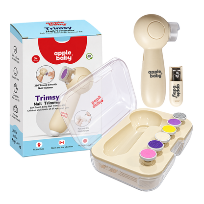 Apple Baby Trimsy Baby Nail Trimmer, Electric Nail Filer with 2 Speed Settings, Built-In Light, USB Rechargeable with Baby Nail Clipper Attachment AC494