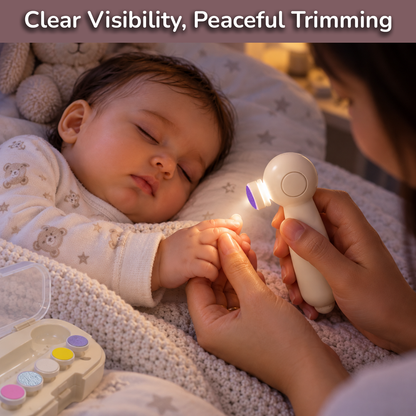 Apple Baby Trimsy Baby Nail Trimmer, Electric Nail Filer with 2 Speed Settings, Built-In Light, USB Rechargeable with Baby Nail Clipper Attachment AC494