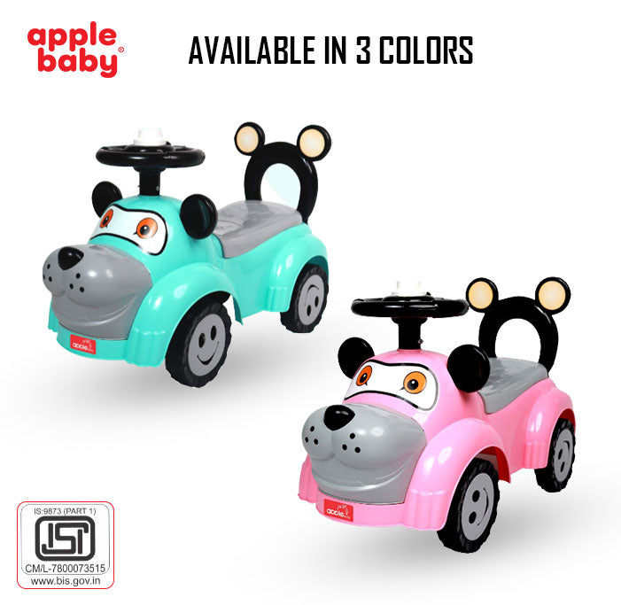 Apple Baby Toby Ride-On Push Car | Cartoon Dog Toddler Toy | Foot-to-Floor Walker with Smiley Wheels AR131