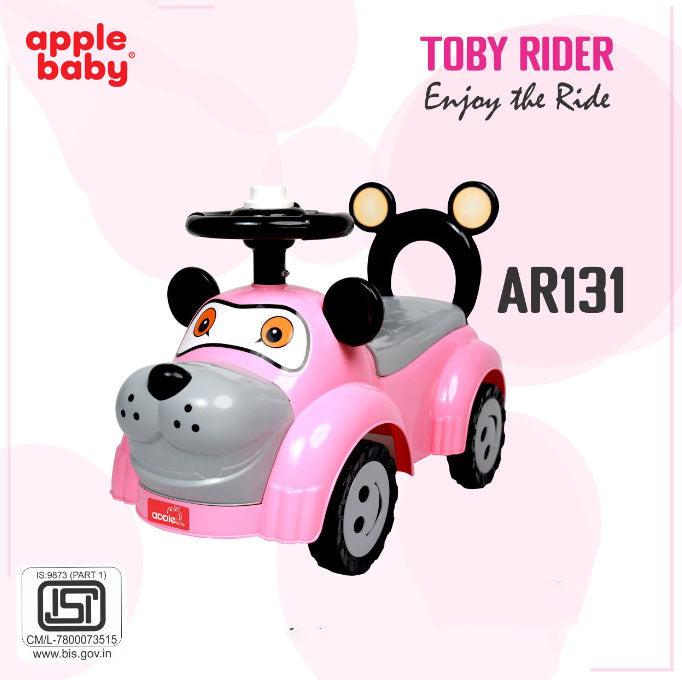 Apple Baby Toby Ride-On Push Car | Cartoon Dog Toddler Toy | Foot-to-Floor Walker with Smiley Wheels AR131