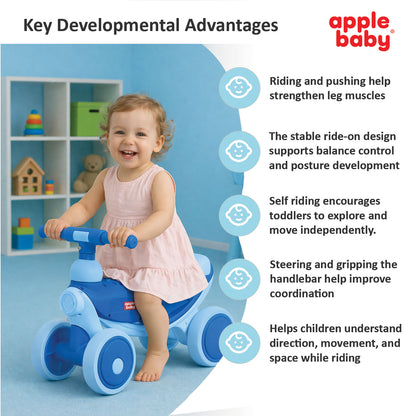 Apple Baby Royal Rider Balance Bike | 4-Wheel Ride-On Toy | First Push Bicycle for Toddlers | Ages 10M - 3YR AR155