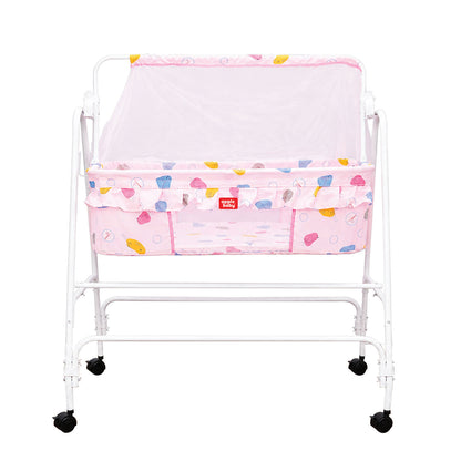 Apple Baby Blossom Baby Cradle with Swing Function & Wheels | Safe Sleeping Cot for Newborn Babies BB117