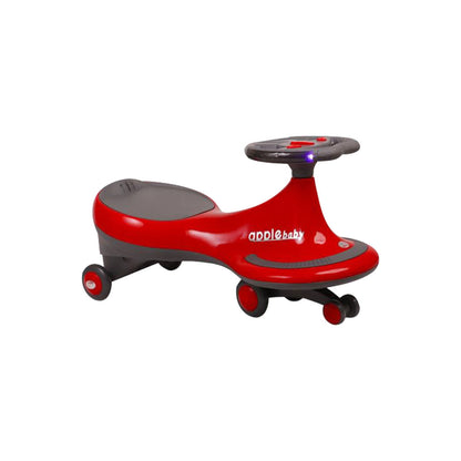 Apple Baby Magic Twist Car | Swing Wiggle Ride-On | LED Light & Music Steering Wheel | Silent Wheels BS116