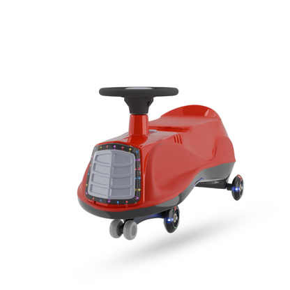 Apple Baby Terry Swing Car | LED Light-Up Grille & Wheels | Musical Twist Ride-On Toy | Ages 3+