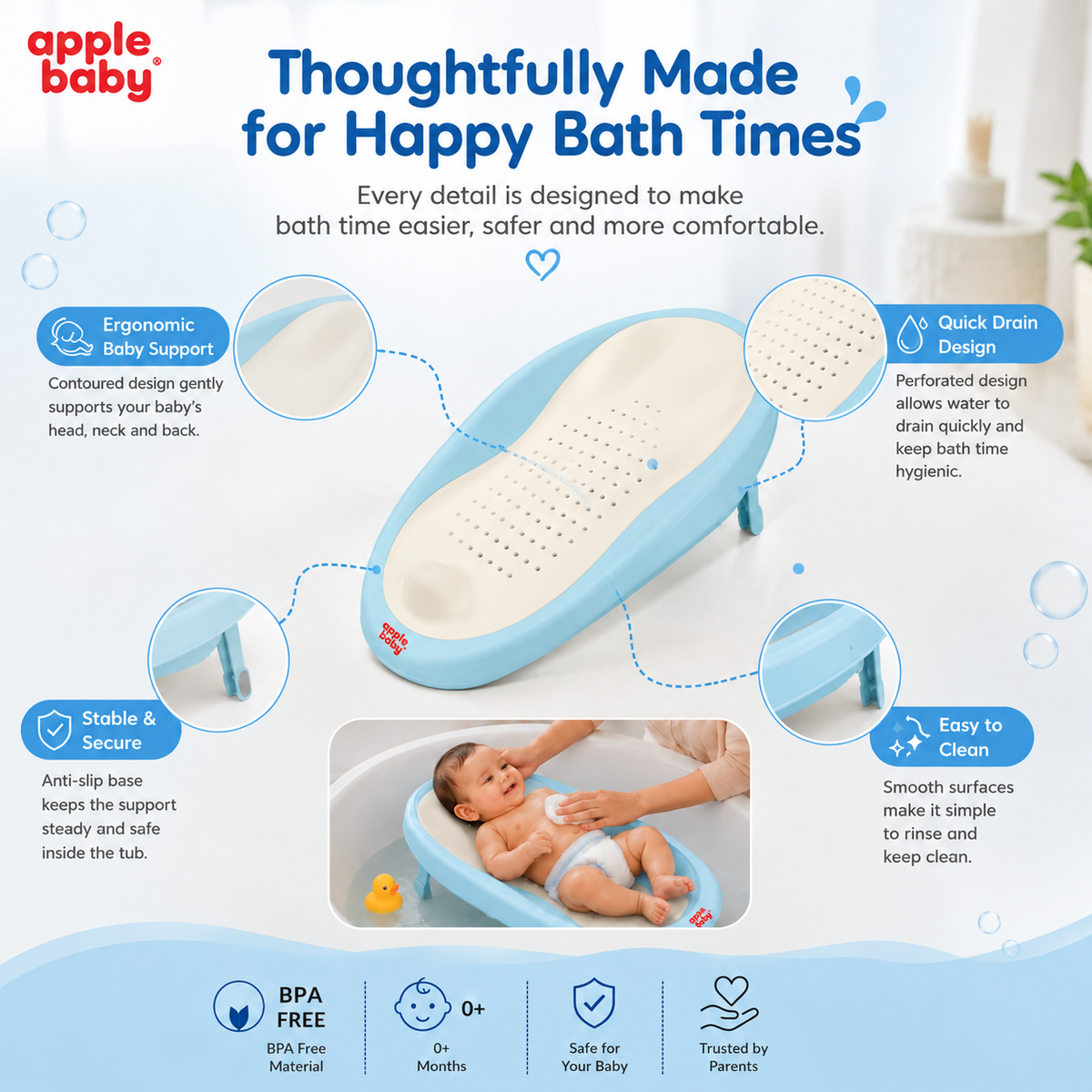 BT1038 Baby Bath Support for Newborns (0-6 Months)