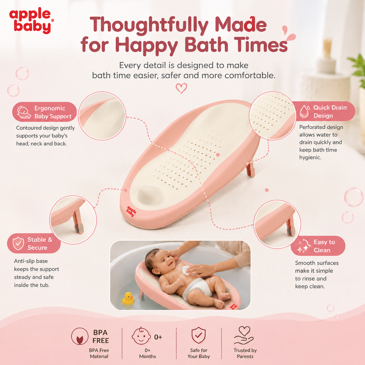 BT1038 Baby Bath Support for Newborns (0-6 Months)