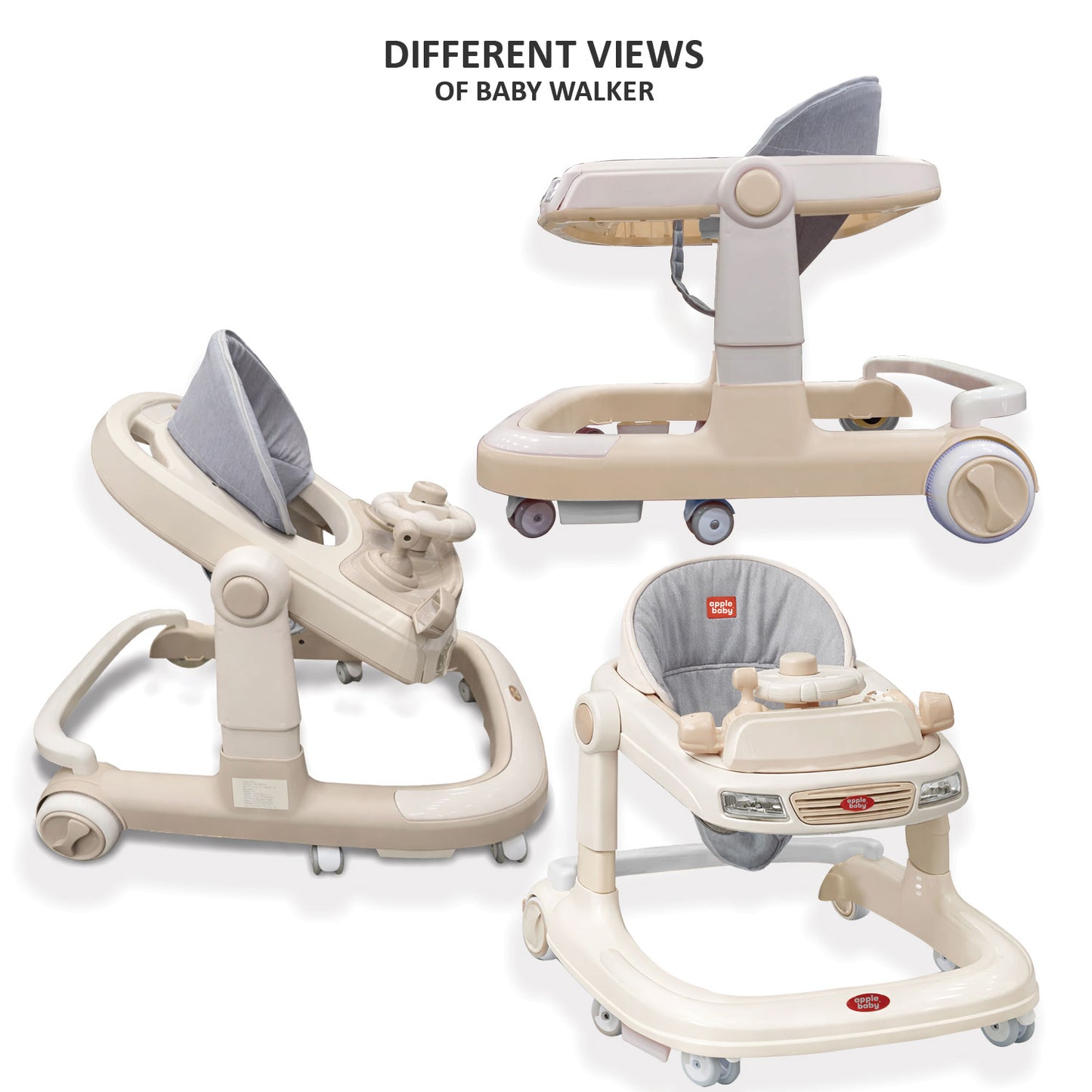 Apple Baby Walker with Music Tray & Comfortable Seat | Foldable Baby Activity Walker BW153