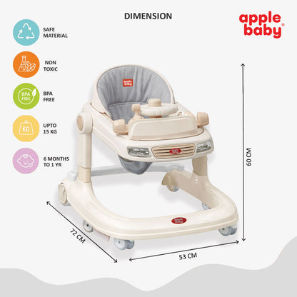 Apple Baby Walker with Music Tray & Comfortable Seat | Foldable Baby Activity Walker BW153
