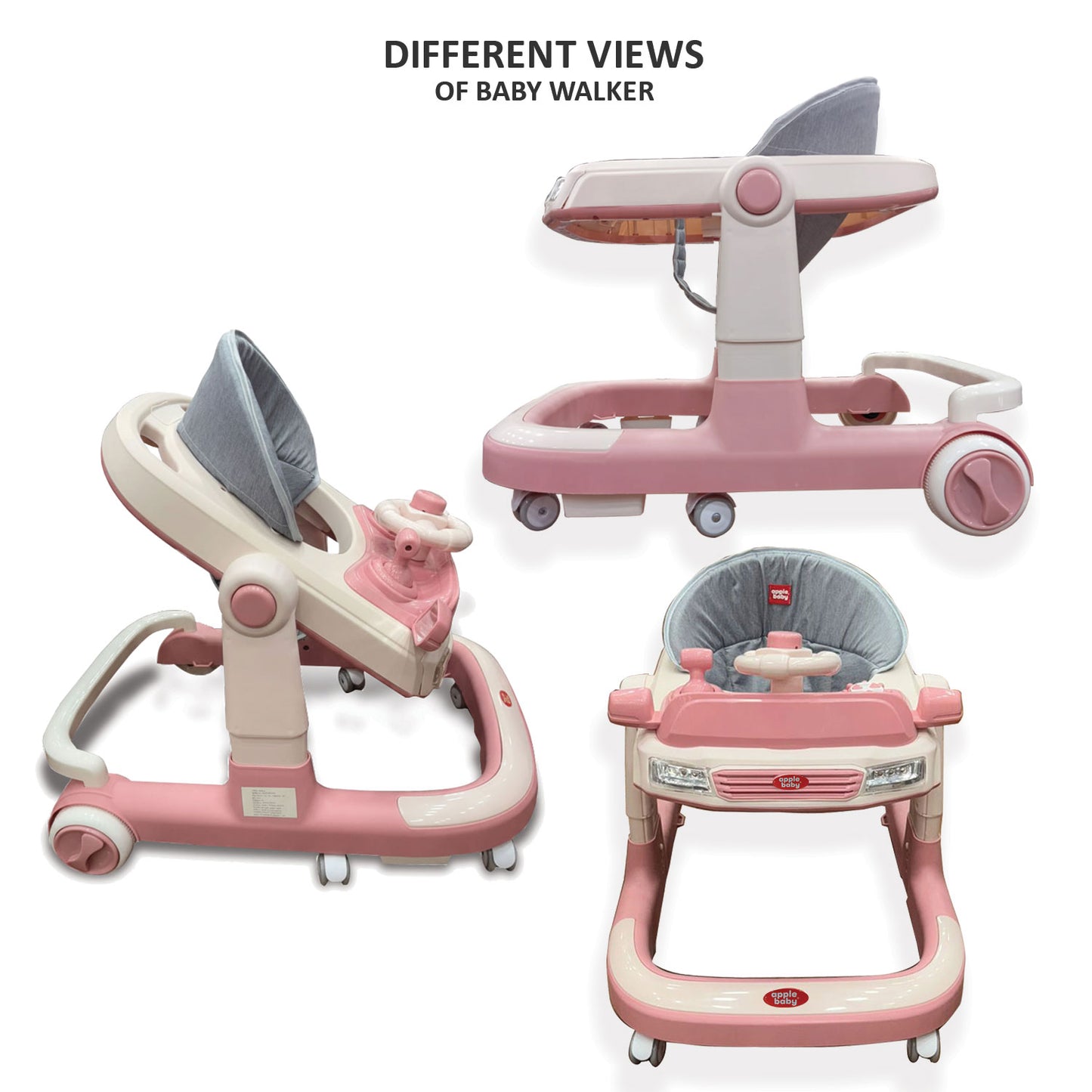 Apple Baby Walker with Music Tray & Comfortable Seat | Foldable Baby Activity Walker BW153