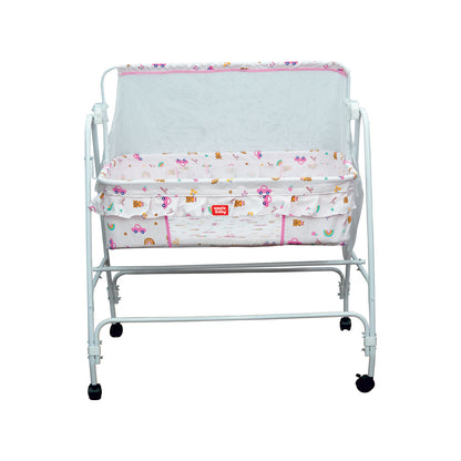 Apple Baby Blossom Baby Cradle with Swing Function & Wheels | Safe Sleeping Cot for Newborn Babies BB117