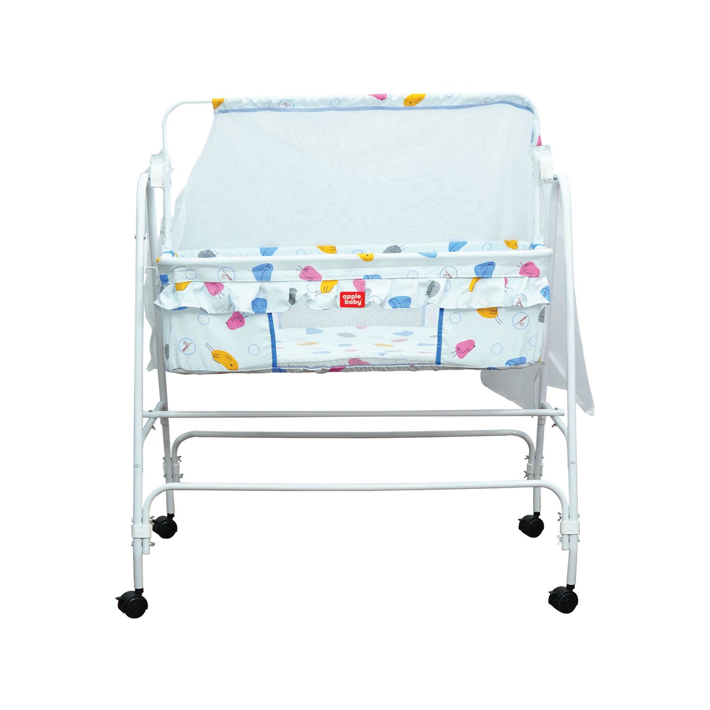 Apple Baby Blossom Baby Cradle with Swing Function & Wheels | Safe Sleeping Cot for Newborn Babies BB117