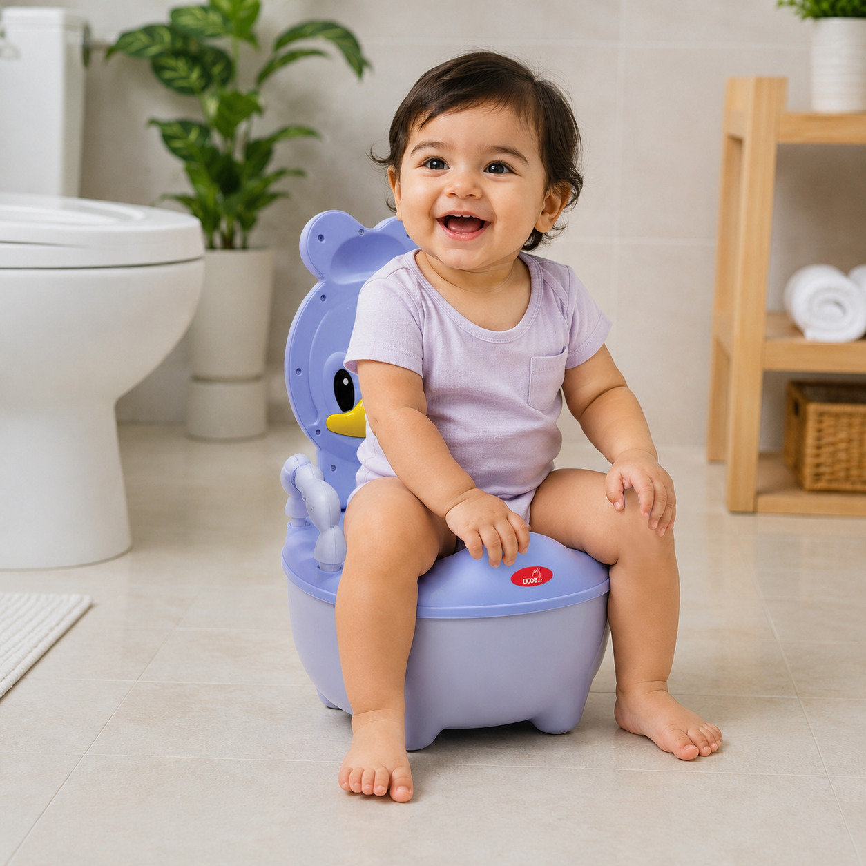 Apple Baby Duck Design Baby Potty Seat with High Back Support, Anti-Slip Base & Removable Inner Pot PS1046