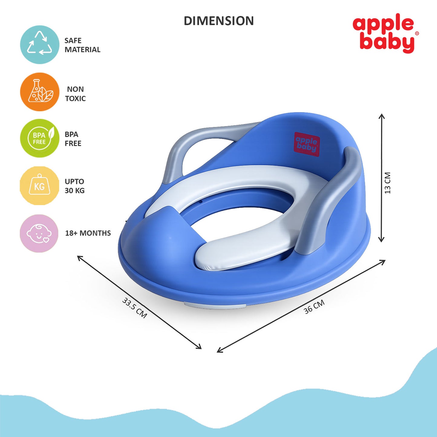 Apple Baby Kids Potty Training Seat with Handles for Western Toilet | Comfortable & Anti-Slip Baby Toilet Trainer PS1067
