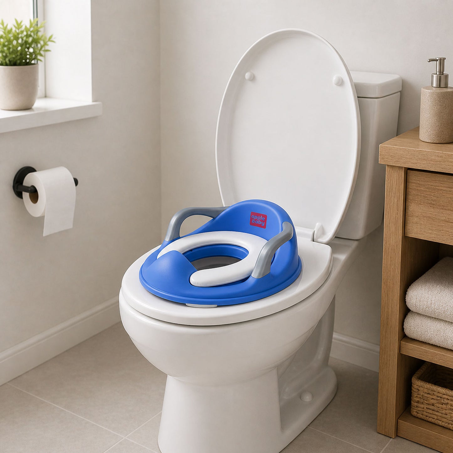 Apple Baby Kids Potty Training Seat with Handles for Western Toilet | Comfortable & Anti-Slip Baby Toilet Trainer PS1067