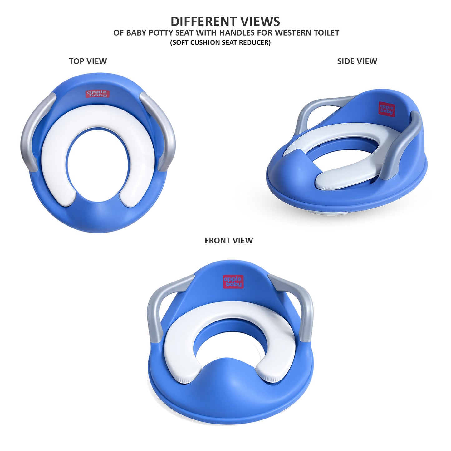 Apple Baby Kids Potty Training Seat with Handles for Western Toilet | Comfortable & Anti-Slip Baby Toilet Trainer PS1067