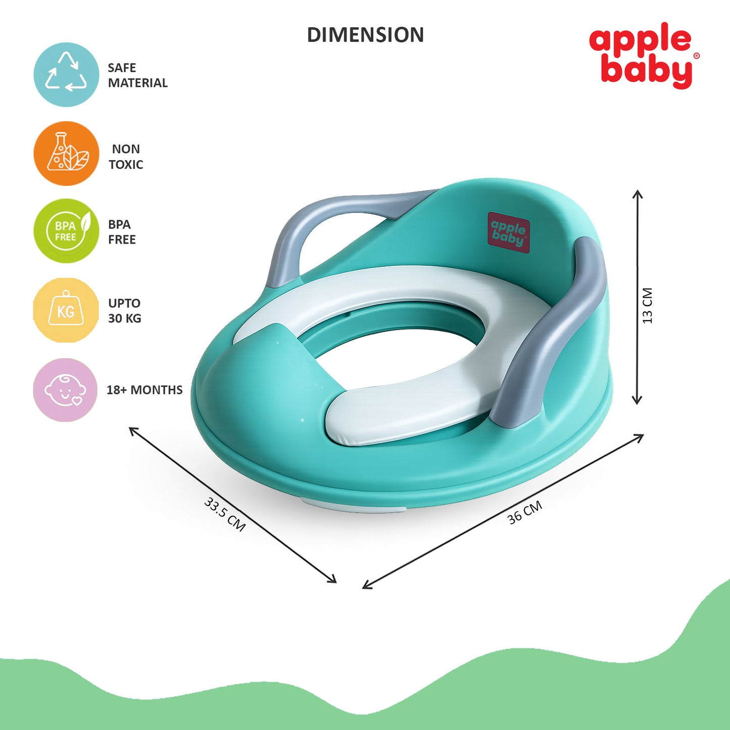 Apple Baby Kids Potty Training Seat with Handles for Western Toilet | Comfortable & Anti-Slip Baby Toilet Trainer PS1067