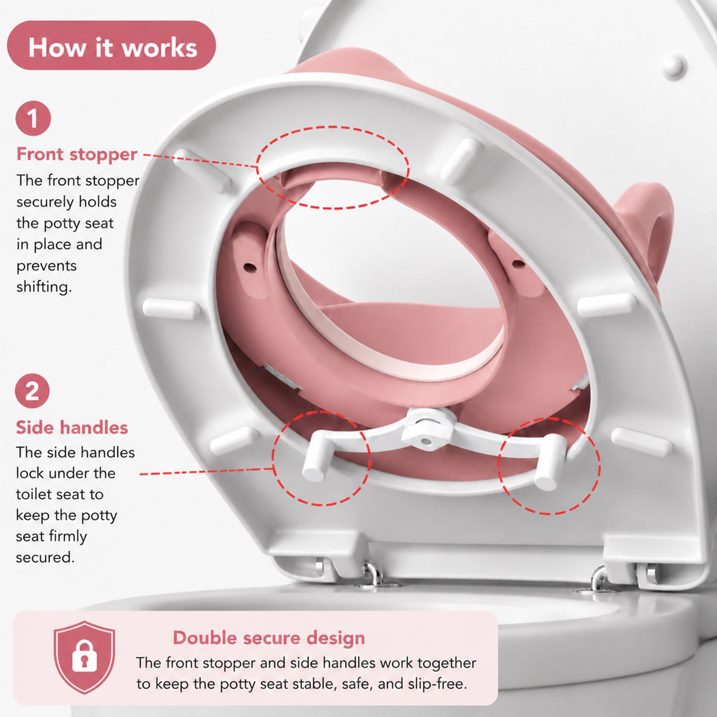 Apple Baby Kids Potty Training Seat with Handles for Western Toilet | Comfortable & Anti-Slip Baby Toilet Trainer PS1067