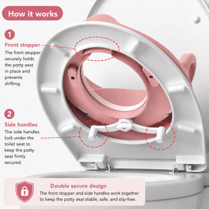 Apple Baby Kids Potty Training Seat with Handles for Western Toilet | Comfortable & Anti-Slip Baby Toilet Trainer PS1067