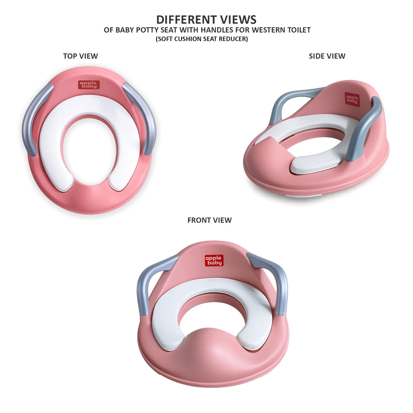 Apple Baby Kids Potty Training Seat with Handles for Western Toilet | Comfortable & Anti-Slip Baby Toilet Trainer PS1067