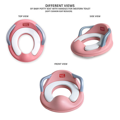 Apple Baby Kids Potty Training Seat with Handles for Western Toilet | Comfortable & Anti-Slip Baby Toilet Trainer PS1067