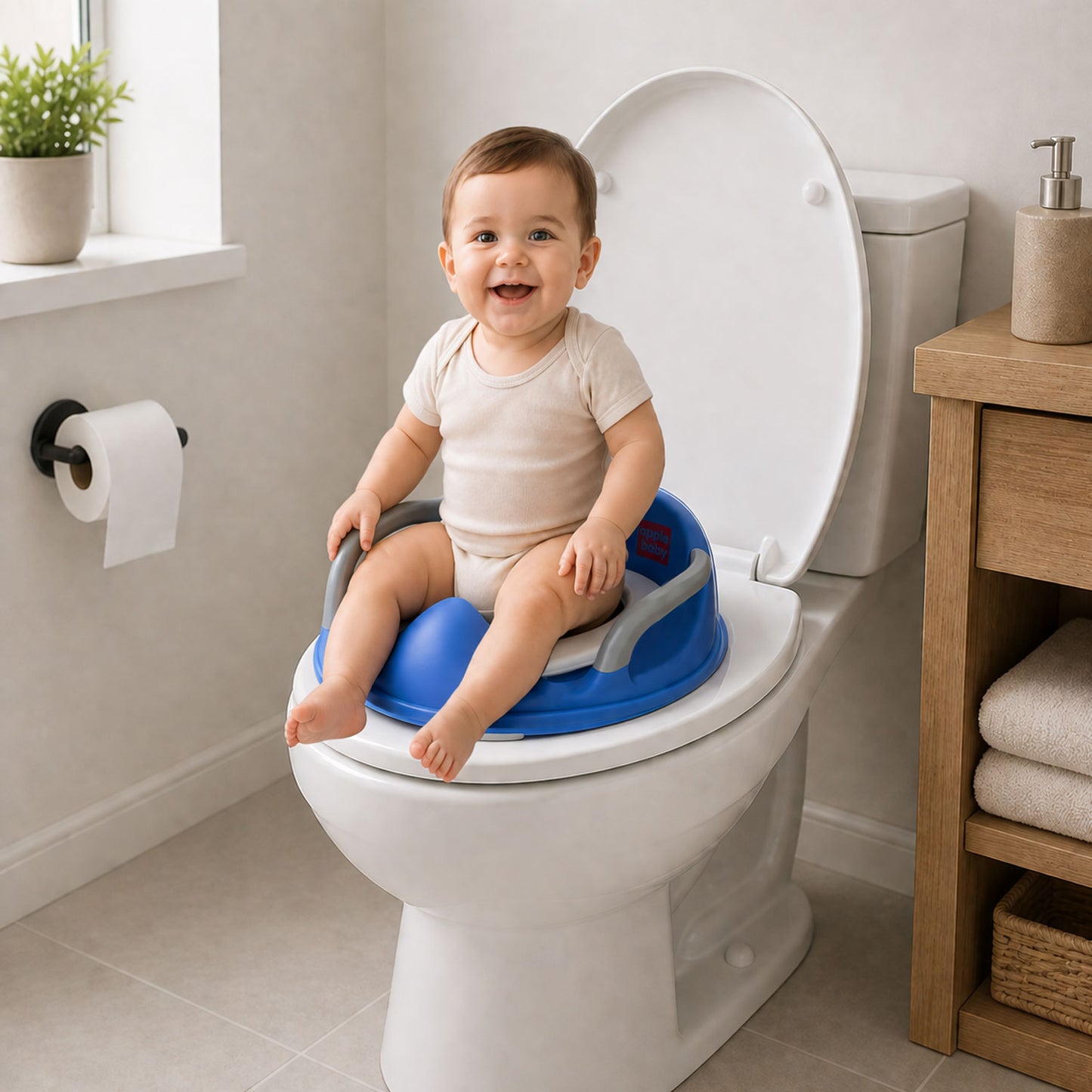 Apple Baby Kids Potty Training Seat with Handles for Western Toilet | Comfortable & Anti-Slip Baby Toilet Trainer PS1067