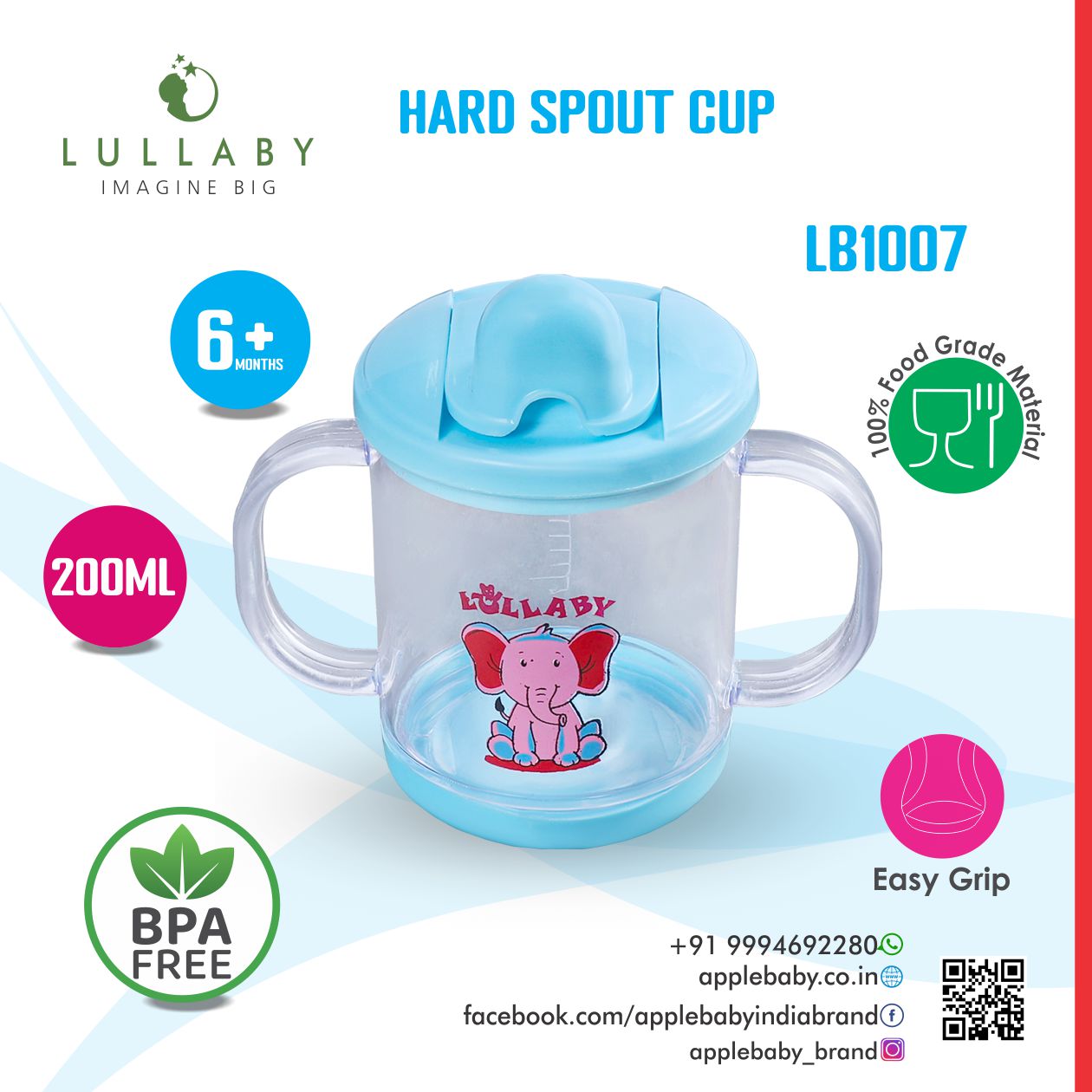 TWO HANDLE HARD SPOUT CUP 200ml_LB1007(Pack of 2)