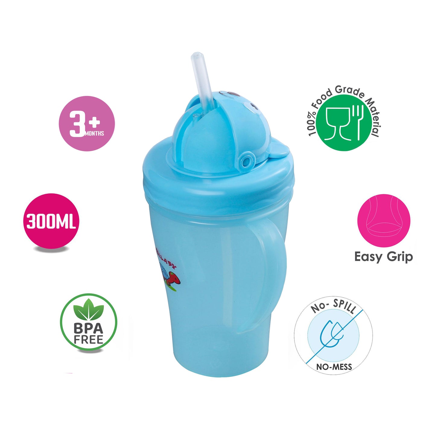 TWO HANDLE STRAW SIPPER CUP 300ML LB1009 (Pack of 2)