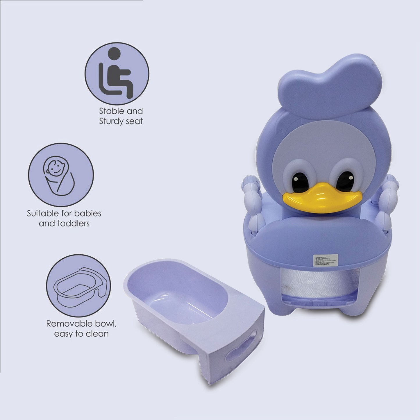 Apple Baby Duck Design Baby Potty Seat with High Back Support, Anti-Slip Base & Removable Inner Pot PS1046