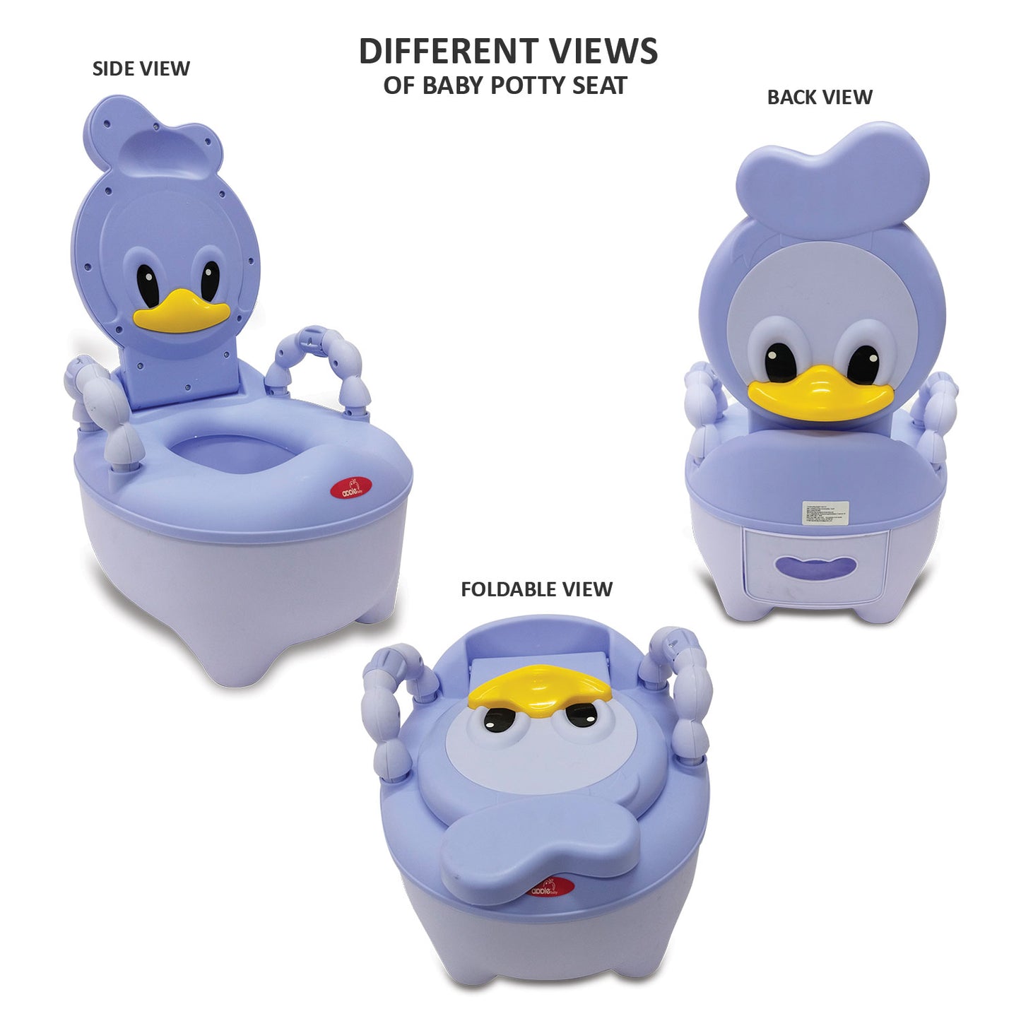 Apple Baby Duck Design Baby Potty Seat with High Back Support, Anti-Slip Base & Removable Inner Pot PS1046