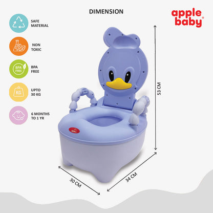 Apple Baby Duck Design Baby Potty Seat with High Back Support, Anti-Slip Base & Removable Inner Pot PS1046
