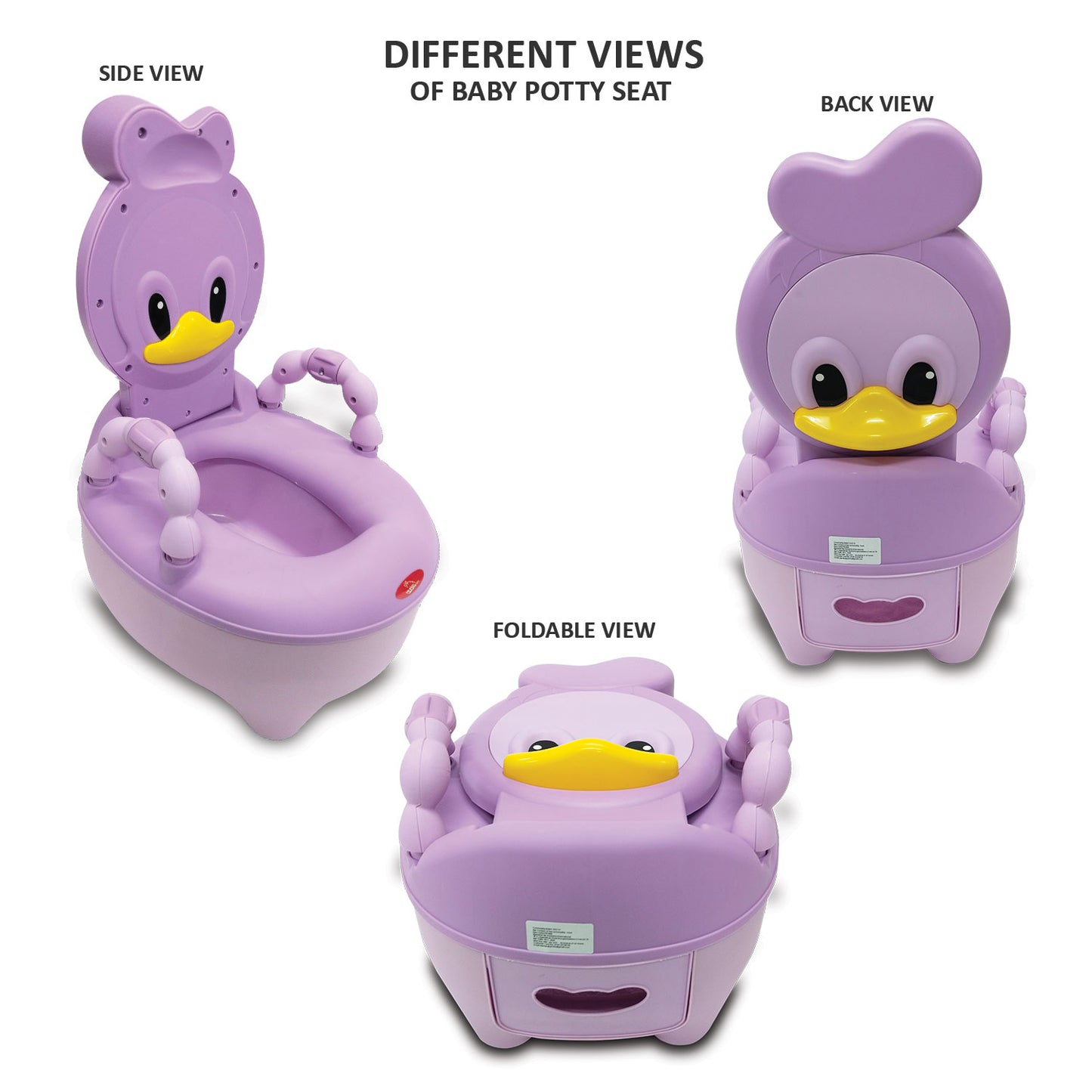 Apple Baby Duck Design Baby Potty Seat with High Back Support, Anti-Slip Base & Removable Inner Pot PS1046
