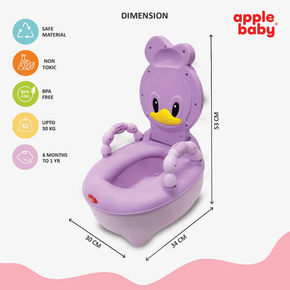 Apple Baby Duck Design Baby Potty Seat with High Back Support, Anti-Slip Base & Removable Inner Pot PS1046